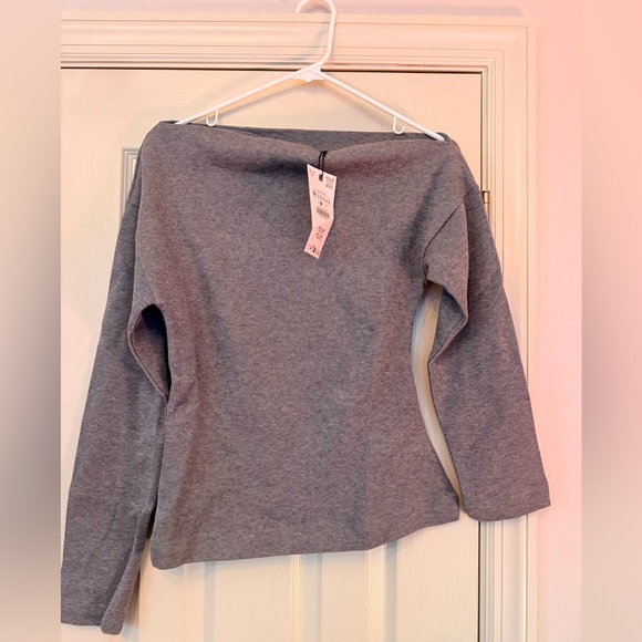 NWT ZARA Asymmetric Gray Soft Off Shoulder Top - Medium - Picture 11 of 12